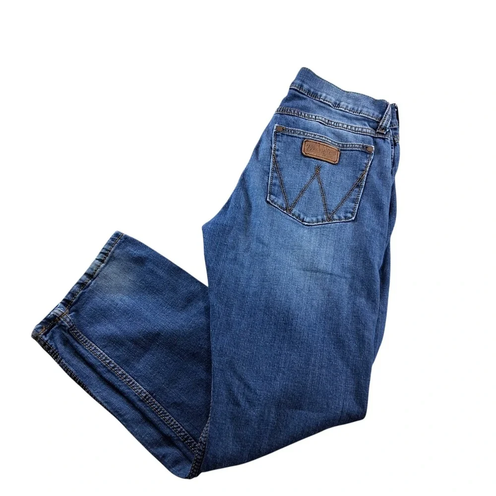 Wrangler Mens Jeans 32x30 Blue Retro Slim Straight Stretch Denim 10WLT88CW